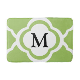 Moderne groene vierlobbig monogram badmat