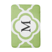 Moderne groene vierlobbig monogram badmat (Voorkant Verticaal)