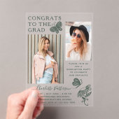 Moderne groene vlinder foto afstudeerfeest acryl uitnodigingen (Insitu (Draagbaar))