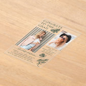 Moderne groene vlinder foto afstudeerfeest acryl uitnodigingen (Laagn)