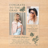 Moderne groene vlinder foto afstudeerfeest acryl uitnodigingen (Voorkant)