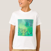 Moderne Groene Vogels in Woodland Painting T-shirt (Voorkant)