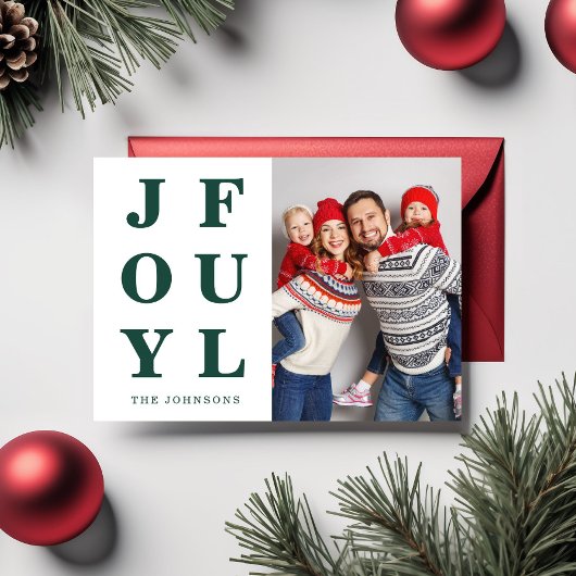 Moderne groene vreugdevolle één foto kerst feestdagenkaart