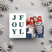 Moderne groene vreugdevolle één foto kerst feestdagenkaart