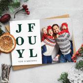 Moderne groene vreugdevolle één foto kerst feestdagenkaart