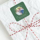 Moderne Groene Vrolijk & Heldere Ronde Foto Vierkante Sticker