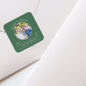 Moderne Groene Vrolijk & Heldere Ronde Foto Vierkante Sticker