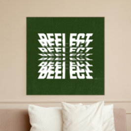 Moderne groene wandkunst met roterende tekst - voe foto afdruk