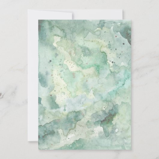 Moderne Groene Waterverf Bruiloft Kaart (Achterkant)