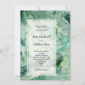 Moderne Groene Waterverf Bruiloft Kaart (Voorkant)
