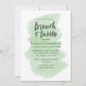 Moderne Groene Waterverf Brunch en Bubble Kaart (Voorkant)