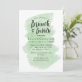 Moderne Groene Waterverf Brunch en Bubble Kaart (Staand voorkant)