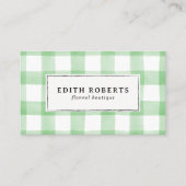 Moderne Groene Waterverf Buffalo Plaid Rustiek Chi Visitekaartje (Voorkant)