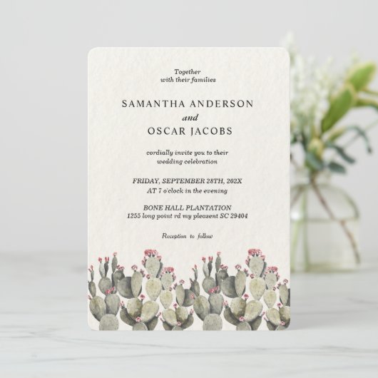 Moderne groene Waterverf Cactus Kaart (Staand voorkant)