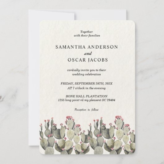 Moderne groene Waterverf Cactus Kaart (Voorkant)