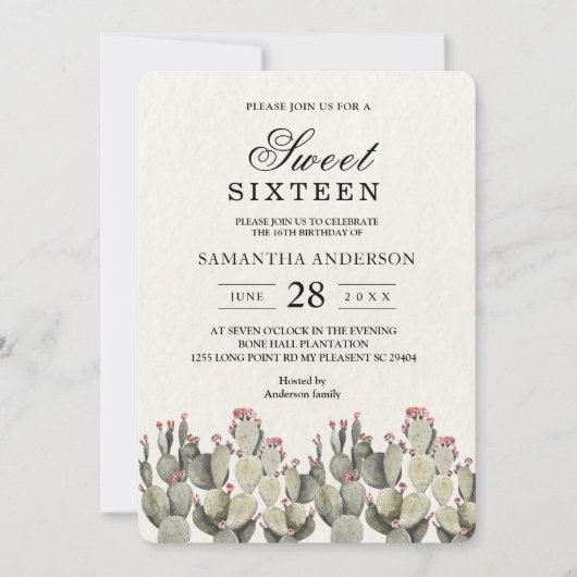 Moderne groene Waterverf Cactus Kaart (Voorkant)