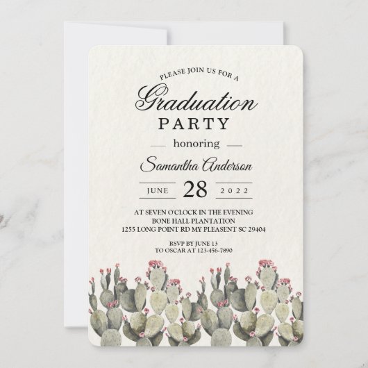 Moderne groene Waterverf Cactus Kaart (Voorkant)