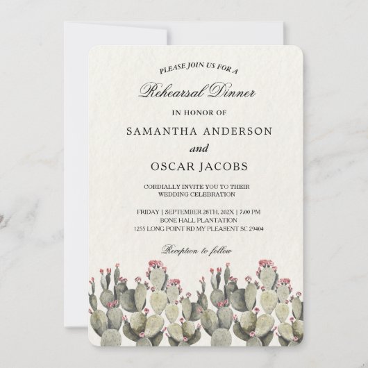 Moderne groene Waterverf Cactus Kaart (Voorkant)