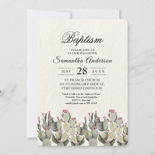 Moderne groene Waterverf Cactus Kaart (Voorkant)