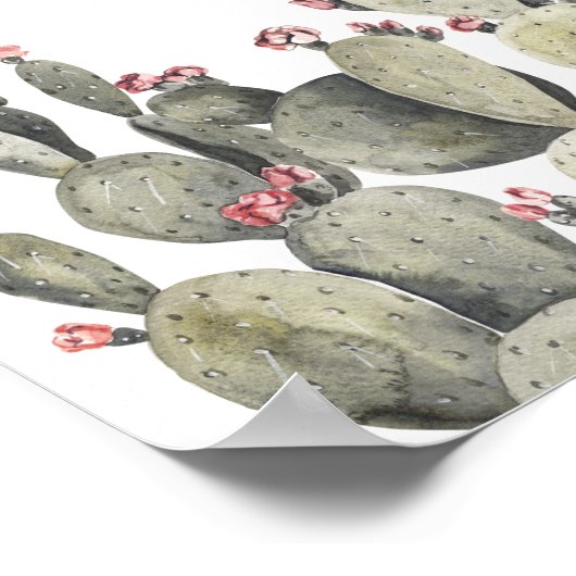 Moderne groene Waterverf Cactus Poster (Hoek)