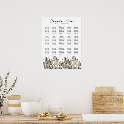 Moderne groene Waterverf Cactus Poster (Keuken)