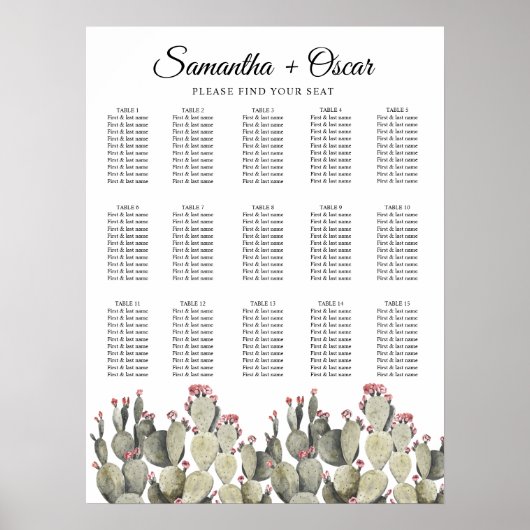 Moderne groene Waterverf Cactus Poster (Voorkant)