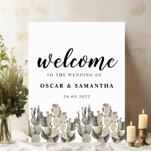 Moderne groene Waterverf Cactus Poster