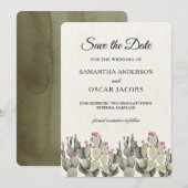 Moderne groene Waterverf Cactus Save The Date (Voorkant / Achterkant)