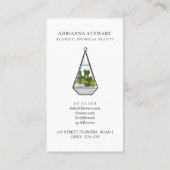 Moderne groene waterverf cactus terrarium florist visitekaartje (Achterkant)