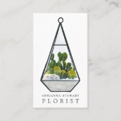Moderne groene waterverf cactus terrarium florist visitekaartje (Voorkant)