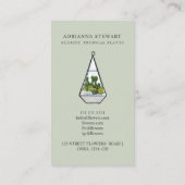 Moderne groene waterverf cactus terrarium florist visitekaartje (Achterkant)