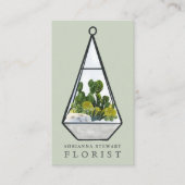 Moderne groene waterverf cactus terrarium florist visitekaartje (Voorkant)