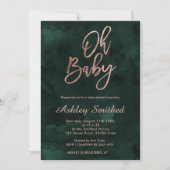 Moderne groene waterverf chic Oh baby shower Kaart (Voorkant)