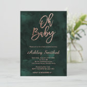 Moderne groene waterverf chic Oh baby shower Kaart (Staand voorkant)