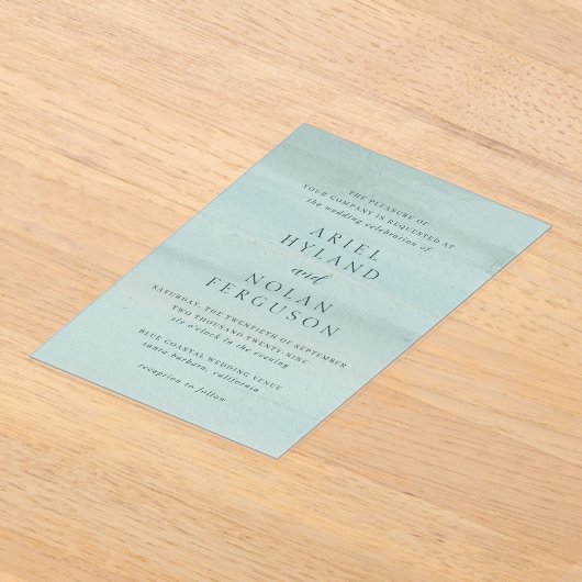 Moderne groene Waterverf Elegante bruiloft Acryl Uitnodigingen (Laagn)