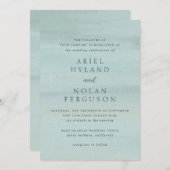 Moderne groene Waterverf Elegante bruiloft Kaart (Voorkant / Achterkant)