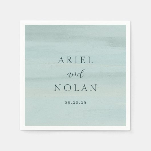 Moderne groene Waterverf Elegante bruiloft Servet (Voorkant)