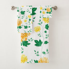 Moderne groene Waterverf Floral Bad Handdoek