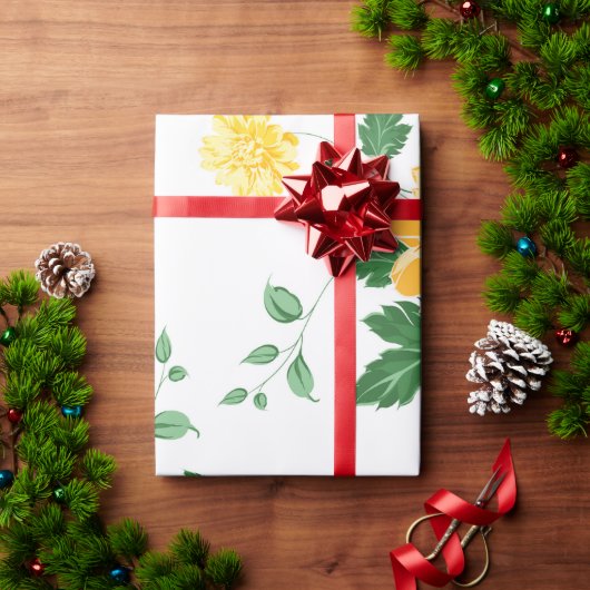 Moderne groene Waterverf Floral Cadeaupapier (Feestdagen Geschenken)