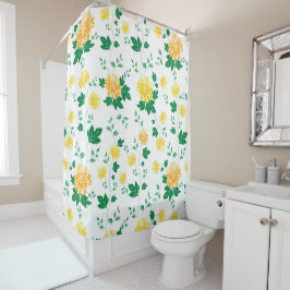 Moderne groene Waterverf Floral Douchegordijn