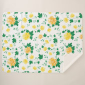 Moderne groene Waterverf Floral Sherpa Deken (Voorkant (horizontaal))