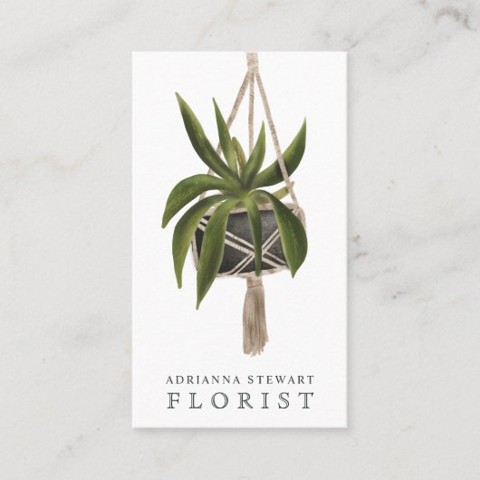 Moderne groene waterverf huisbloemist plant visitekaartje (Voorkant)