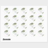 Moderne groene Waterverf (imitatie) bruiloft Ronde Sticker (Vel)