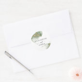 Moderne groene Waterverf (imitatie) bruiloft Ronde Sticker (Envelop)