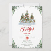 Moderne Groene Waterverf Kerstdiner Party Kaart (Voorkant)