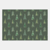 Moderne groene Waterverf kerstpijnboom Inpakpapier Vel (Voorkant 3)