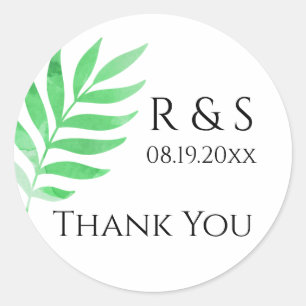 Moderne groene Waterverf Leaf Hartelijk dank Ronde Sticker