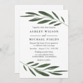 Moderne groene Waterverf lef Wedding Kaart (Voorkant / Achterkant)