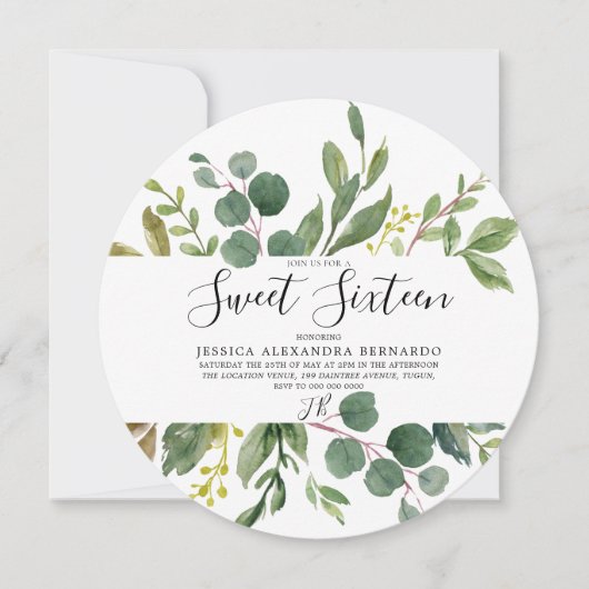 Moderne groene Waterverf met lederen zoet 16 zater Kaart (Voorkant)