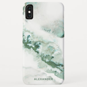 Moderne groene Waterverf Ombre Marble Monogram Case-Mate iPhone Case
